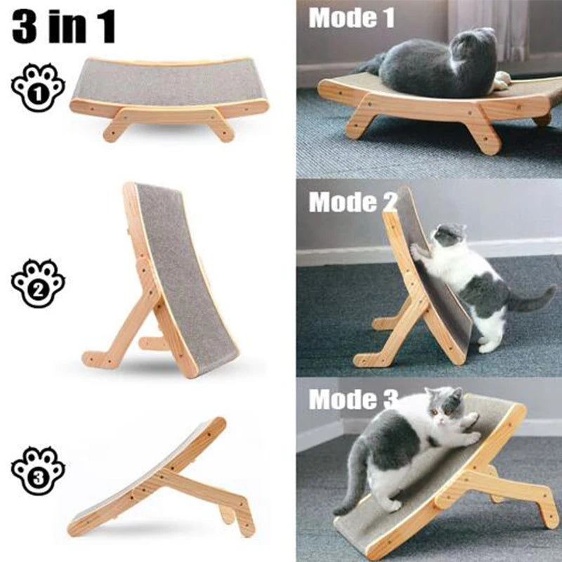 3 In 1 Wooden Cat Scratcher Board and Bed - Love My Pet