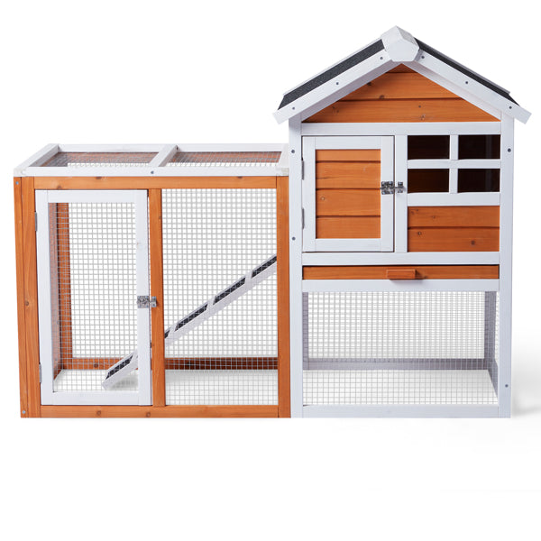 Orange-red, Wooden Chicken and Rabbit Enclosure