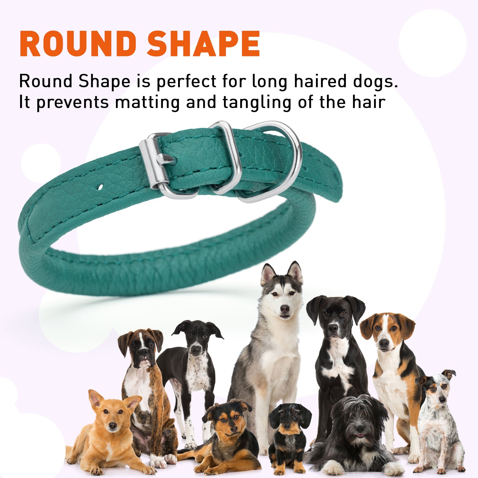 Soft Leather Round Dog Collar