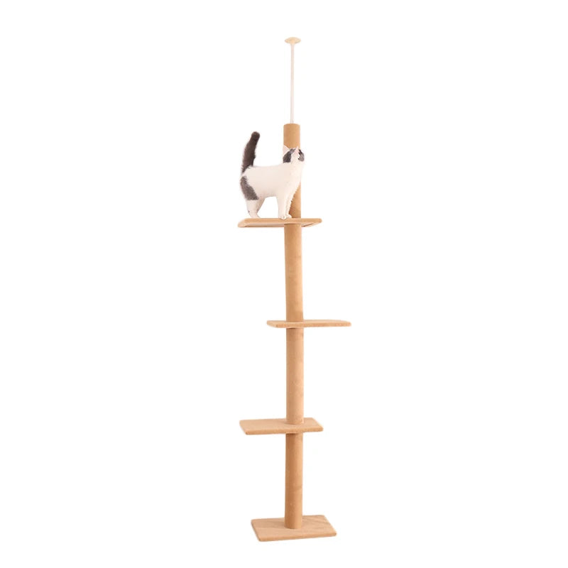 Adjustable 228-274cm Height Floor-to-Ceiling Vertical Cat Climbing Tree