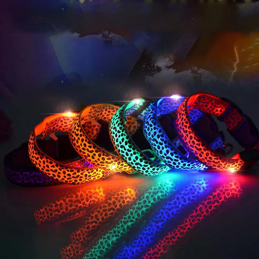 Leopard Pattern LED Glowing Pet Collar