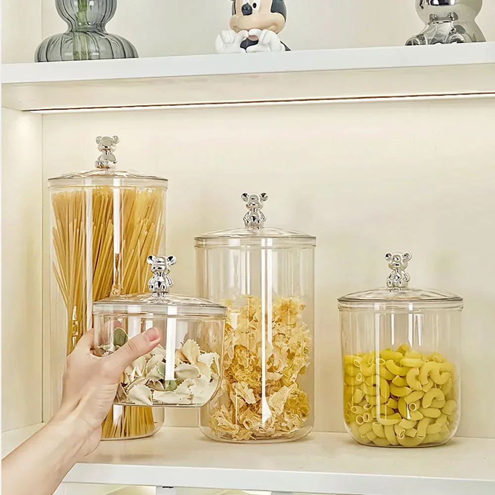 Transparent Food Storage Jars With Lid