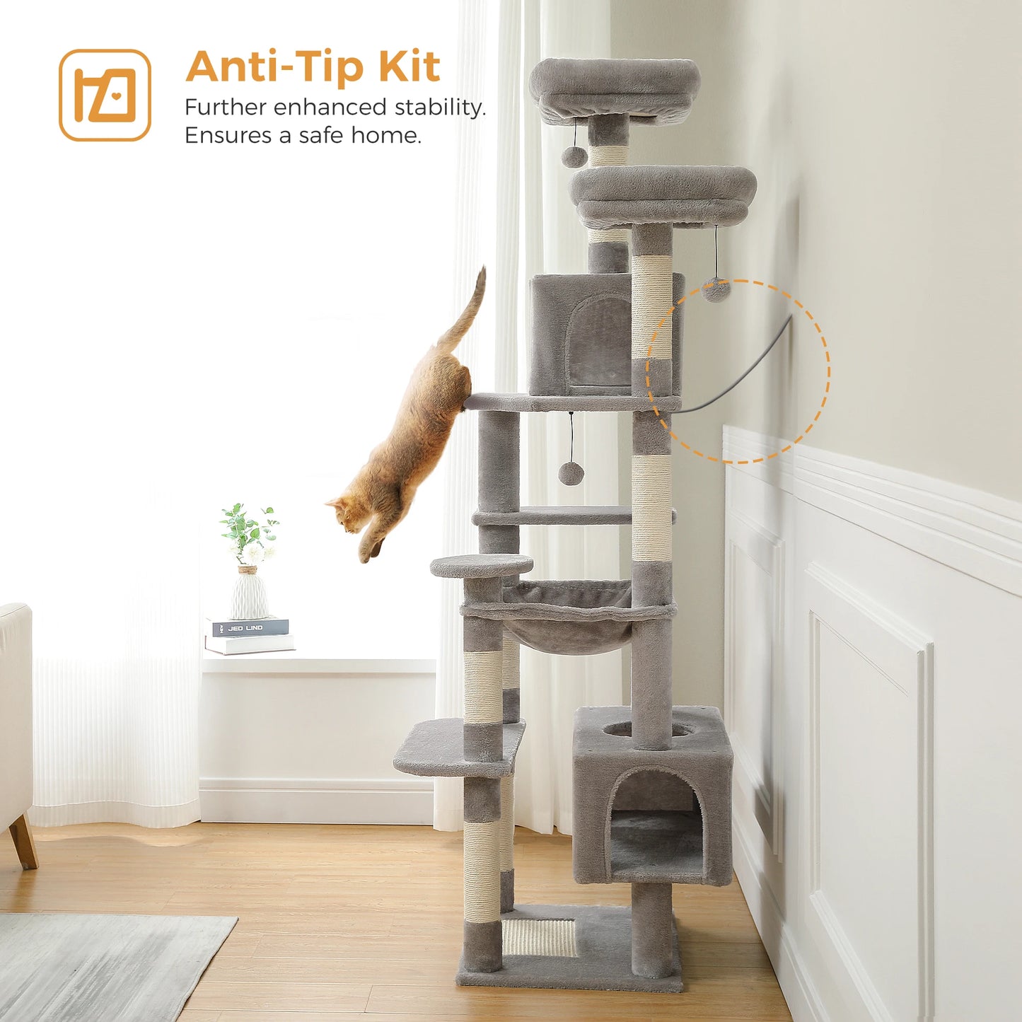 Large Cat Tree Tower With Sisal-Covered Scratching Posts