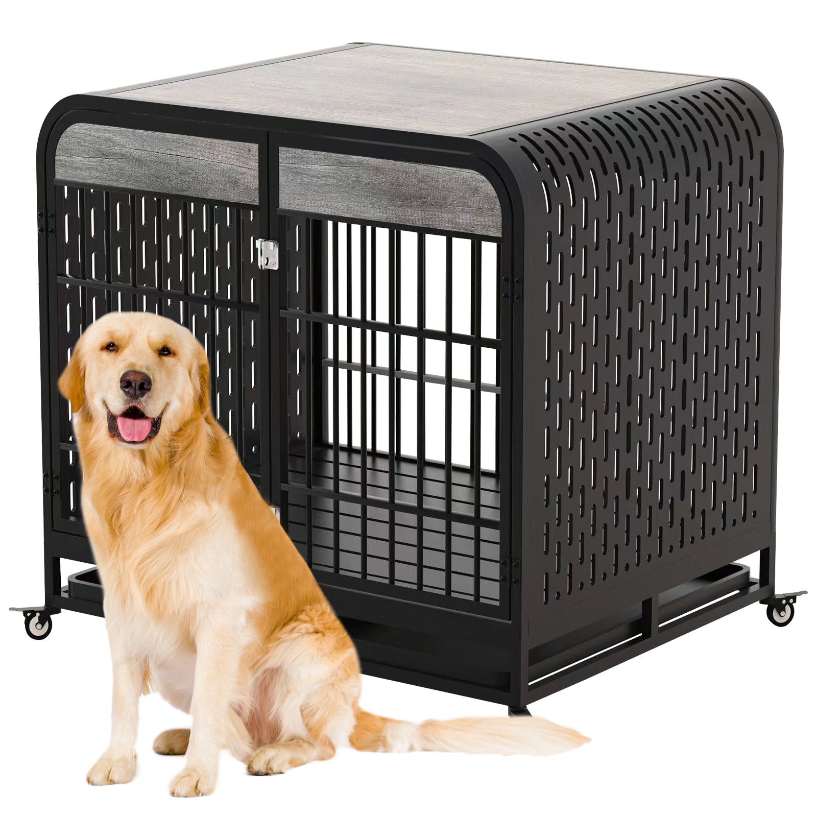 Heavy Duty Dog Crate Furniture Wooden Table 42inch Grey