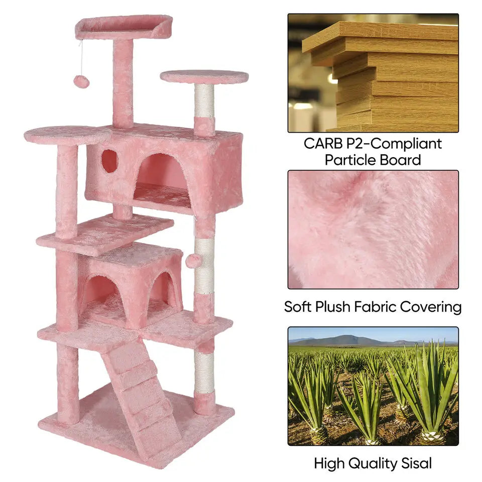 55'' Pink Cat Condo Tower with Scratching Post