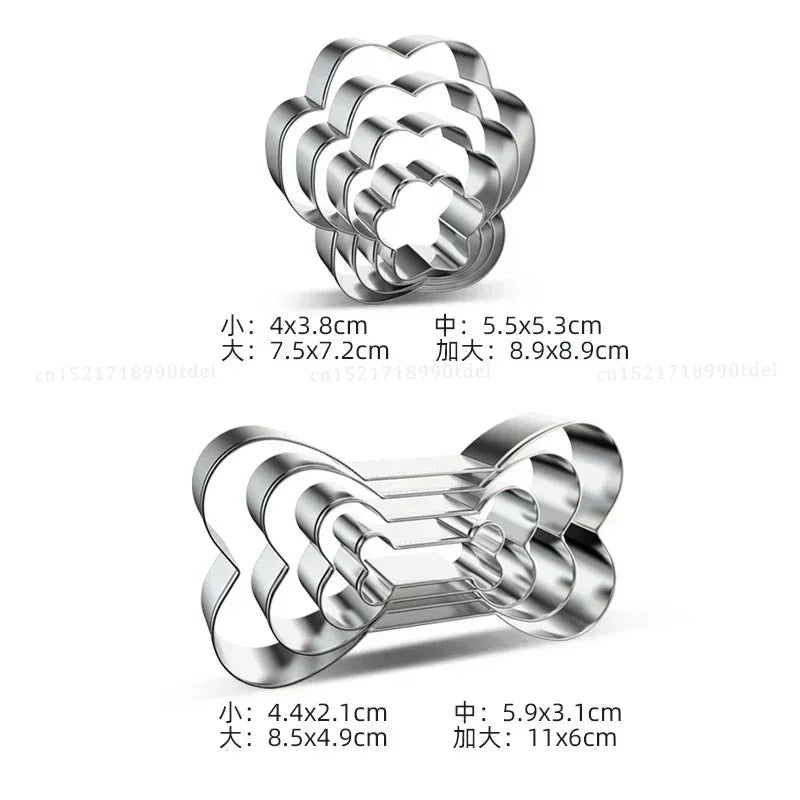 Cookie Cutter Mold Stainless Steel Pet Dog Bone And Paw Shaped