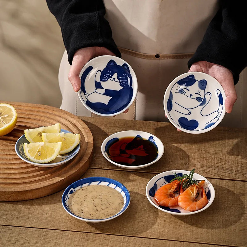 Cute Cat Ceramic Dessert, Sauce Dish