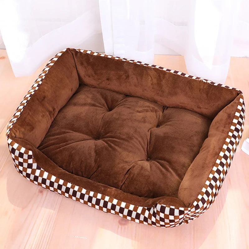 Plush Pet Bed With Giraffe or Checker Pattern - Love My Pet