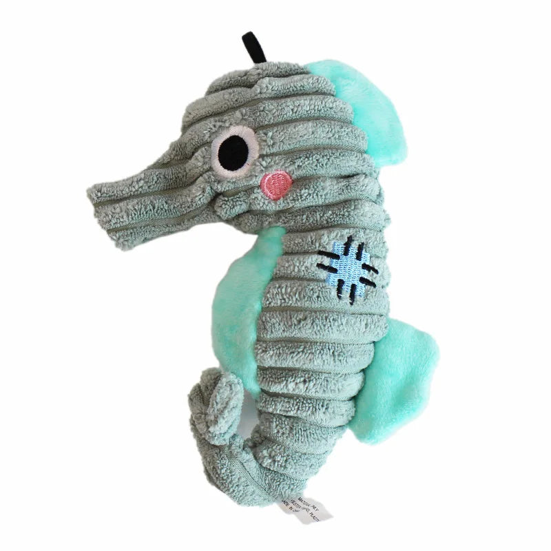 Plush Pet Toys Soft Squeaky Shark, Crab, Squid and Sea Horse