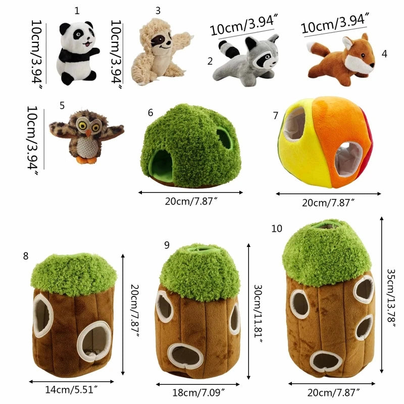 Dog Hide And Seek Colorful Squeak Stuffed Animals and Tree Toy