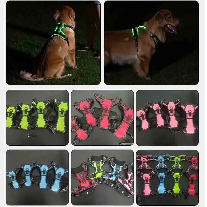 Adjustable Led Light Up Dog Harness Vest - Love My Pet