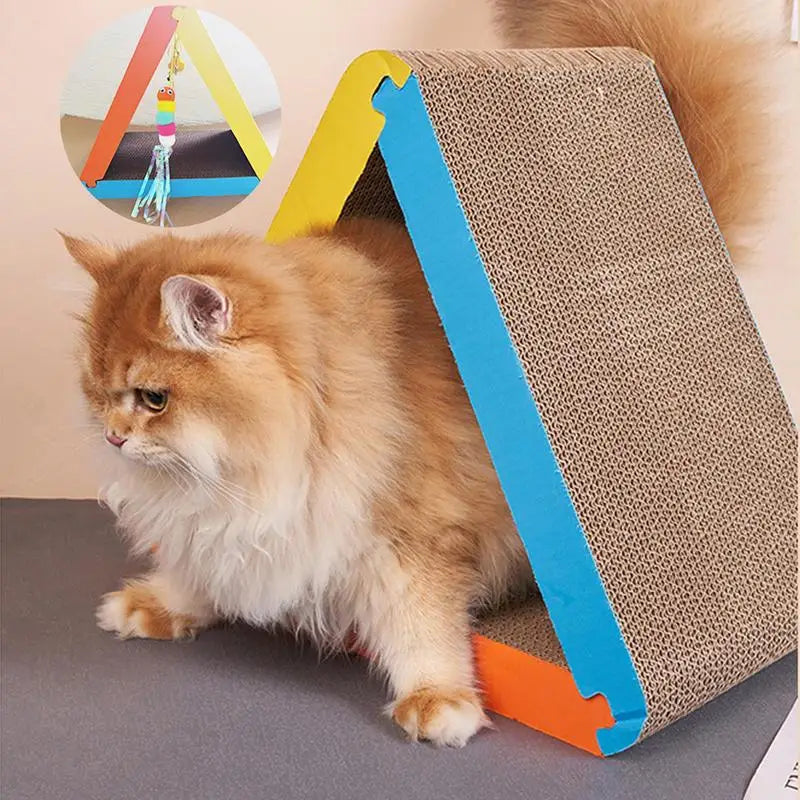 Cat Scratcher Foldable Triangle Cat Scratching Board 6 Usable Sides