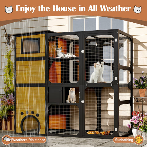 Large Cat Catio 4 Tiers Cat Enclosure Weatherproof
