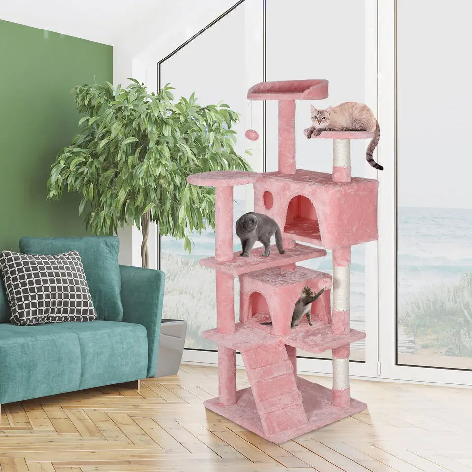 55'' Pink Cat Condo Tower with Scratching Post