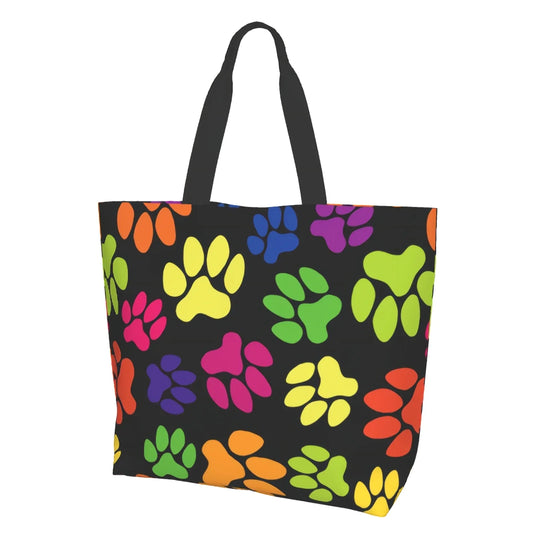 Dog Paw Print Canvas Tote Bag