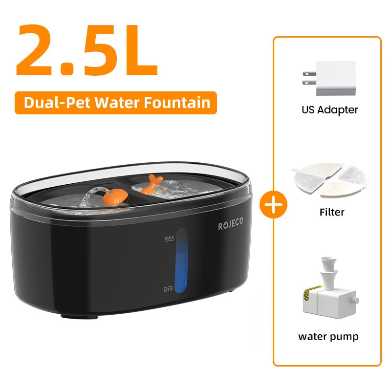 Automatic Pet Water Fountain, Dual bowls And Wireless