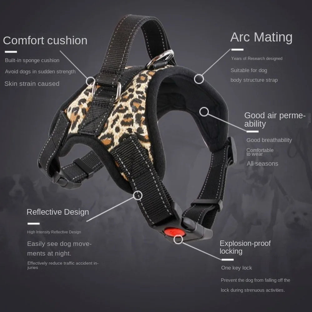 Anti Pull Breathable Pet Chest Strap Adjustable Nylon Walking Harness