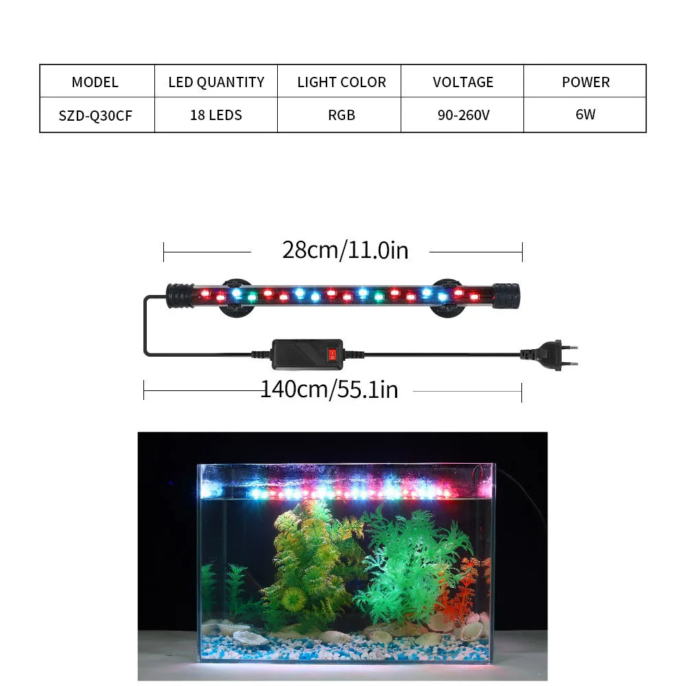 Aquarium Light LED Waterproof Fish Tank Clip Light 90-260V