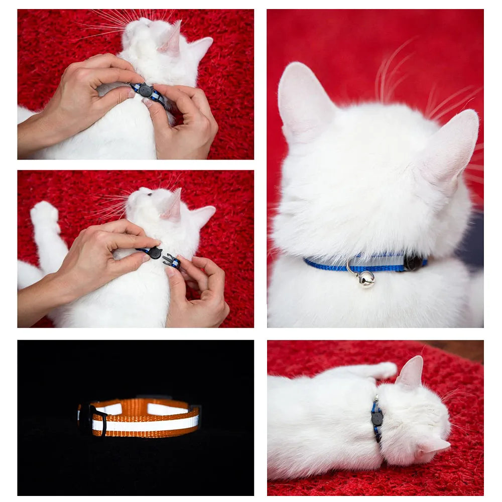 Reflective Pet Collars With Bells And Adjustable