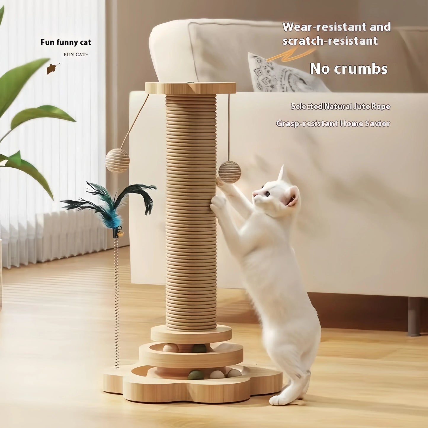 Solid Wood Cat Turntable Sisal Scratching Board