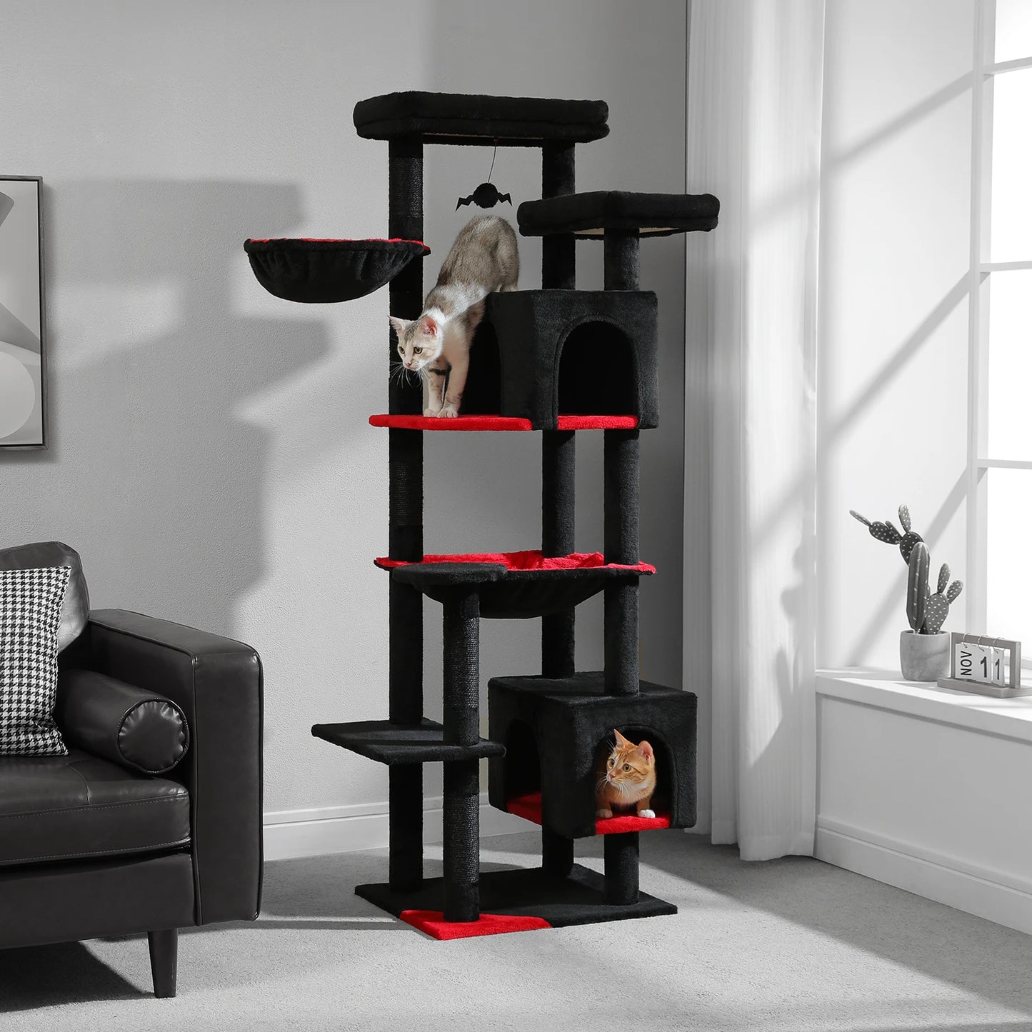 Tall Cat Tree, Multi-Level Tower with Super Large Hammock