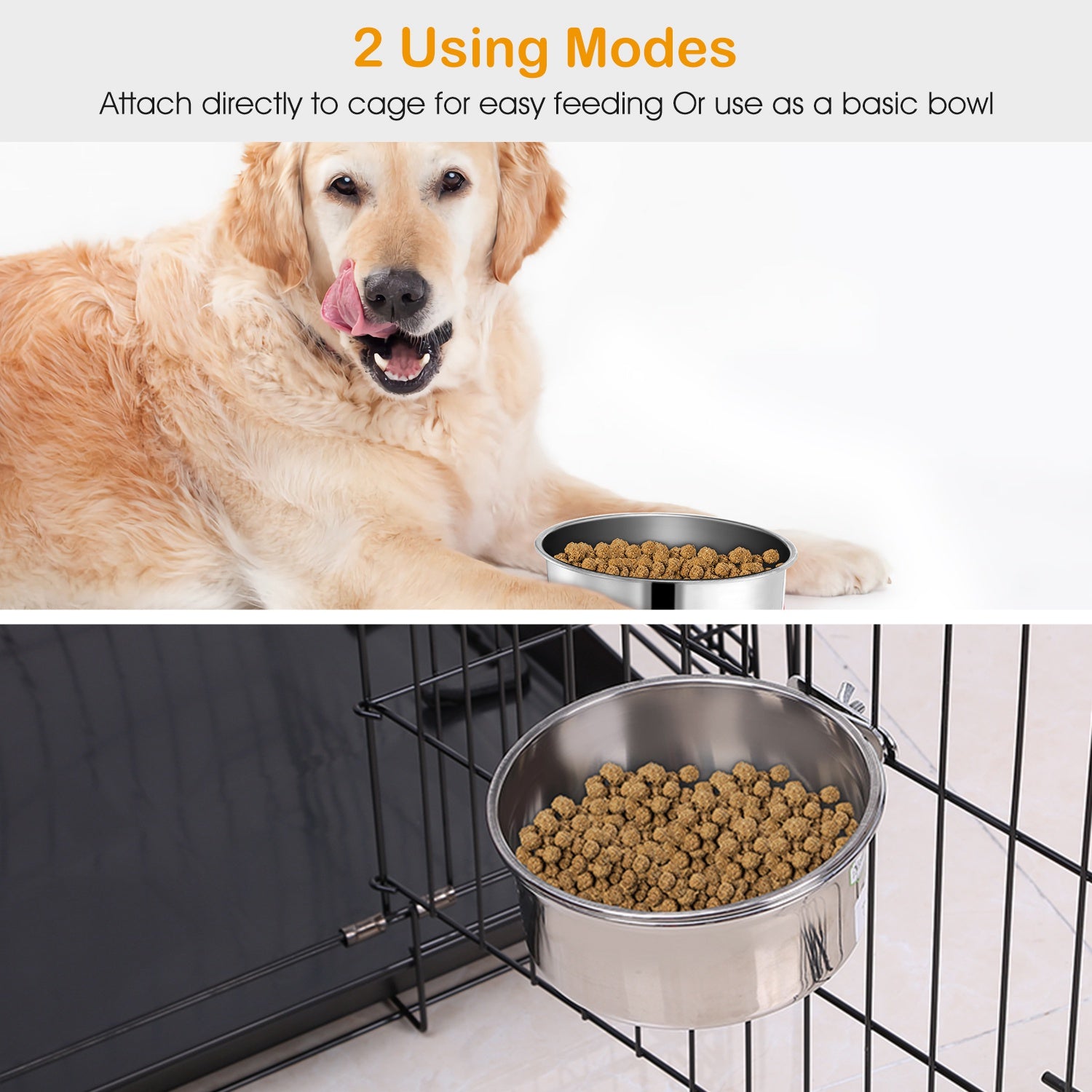 Stainless Steel Hanging Food Bowl with Clamp Holder