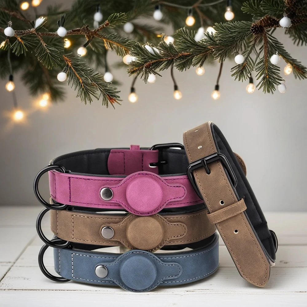 Leather Dog Collars Anti-lost Pet GPS Tracker