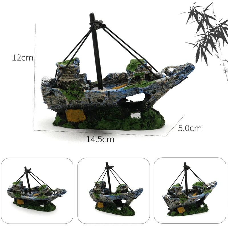 Aquarium Shipwreck Pirate Ship Decoration