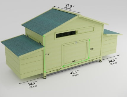 11.12 Square Feet Large Wooden Chicken Enclosure With 2 Free Range Doors, 2 Nest Boxes