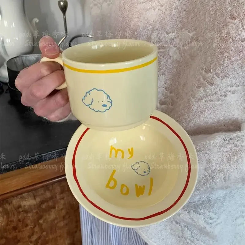 Cream Colored Cute Ceramic Plate Pet Tableware