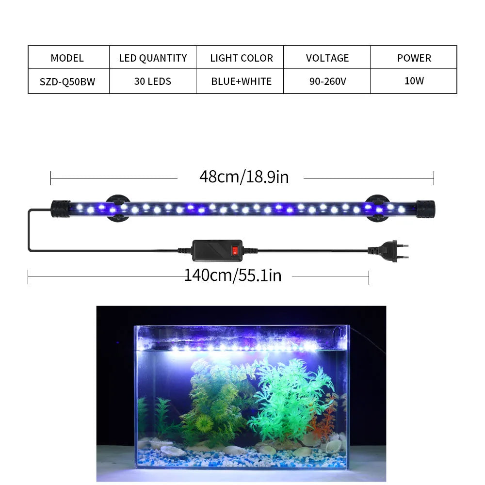 Aquarium Light LED Waterproof Fish Tank Clip Light 90-260V