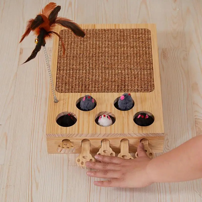 Cat Scratching Pad with Soft Feather Toy And Whack Mole