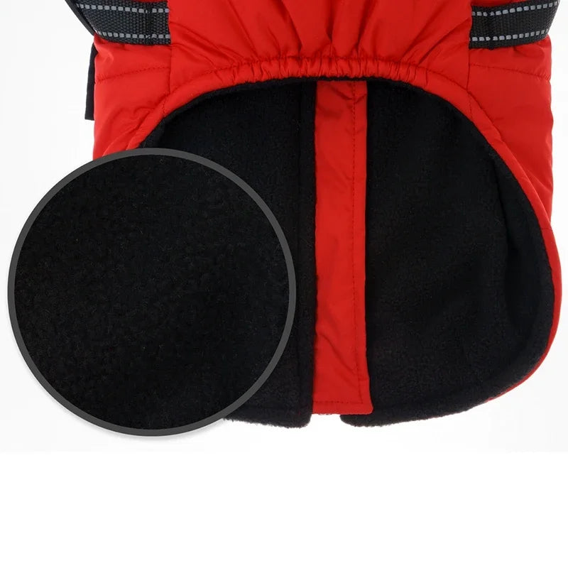 Winter Warm Dog Clothes With Harness, Windproof Pet Vest