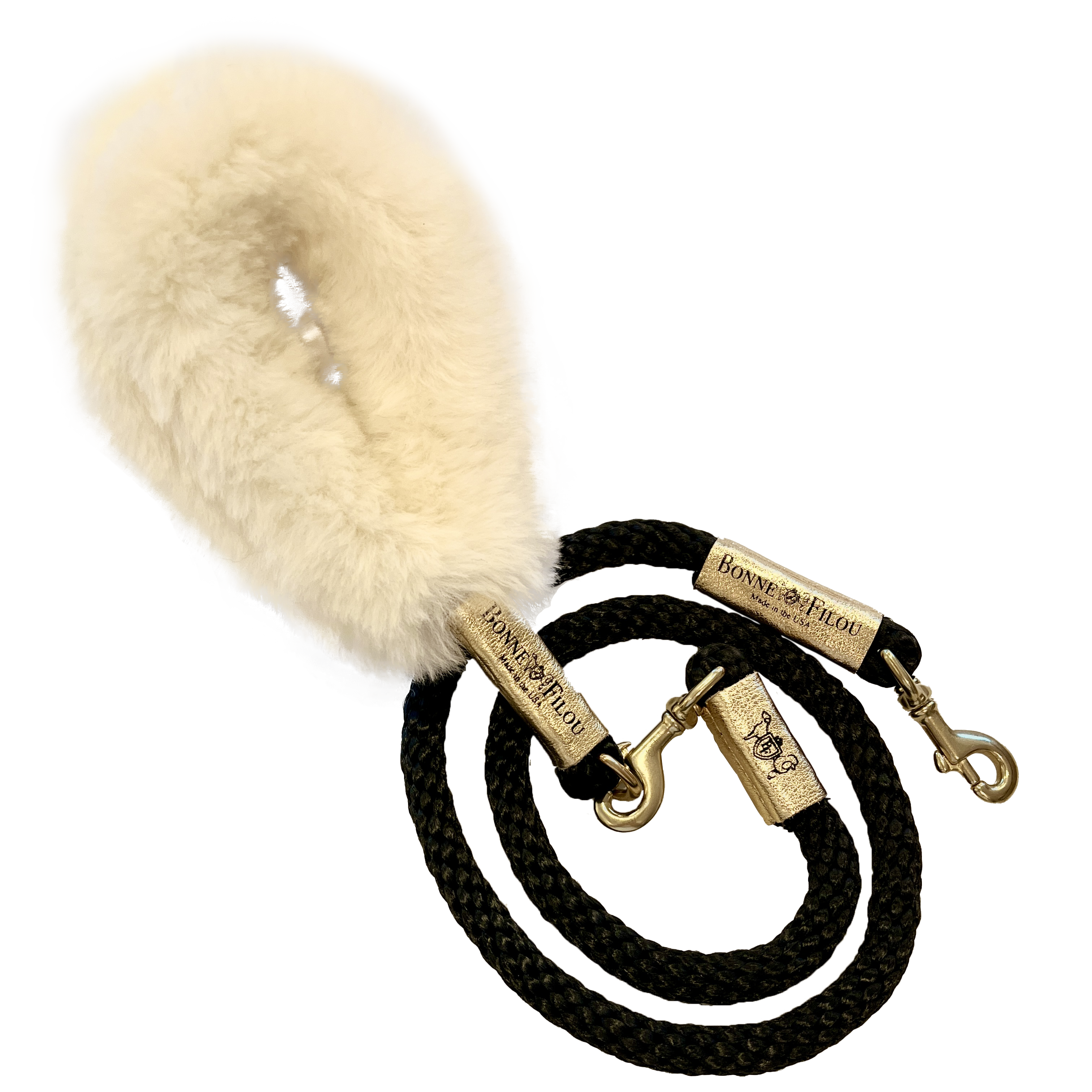 Bundle Shearling Fur Grip + Rope Leash for Dogs