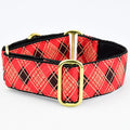 Red Argyle Martingale Dog Collar