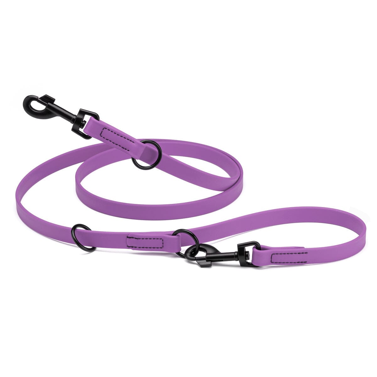 Biothane Adjustable Multi-Purpose Dog Leash with Black Hardware, 7FT