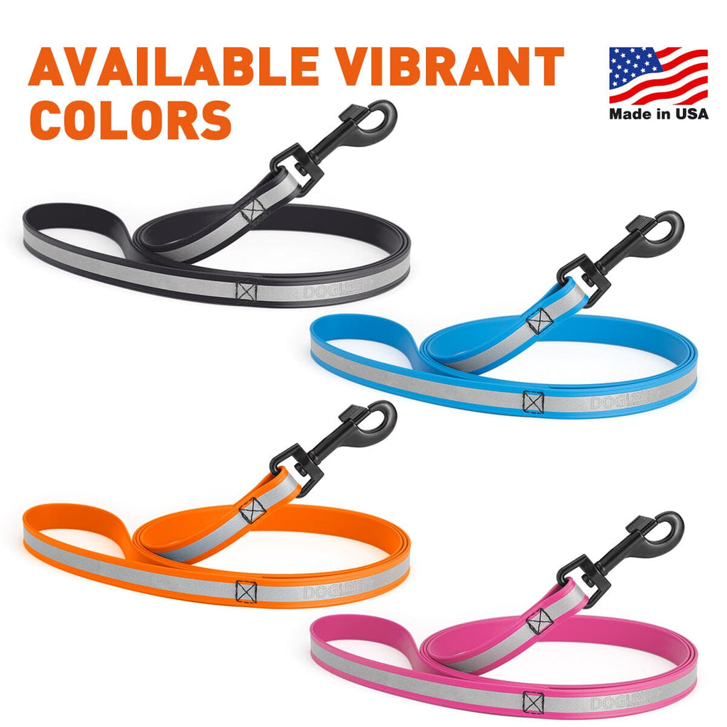 Reflective Biothane Dog Leash with Black Hardware