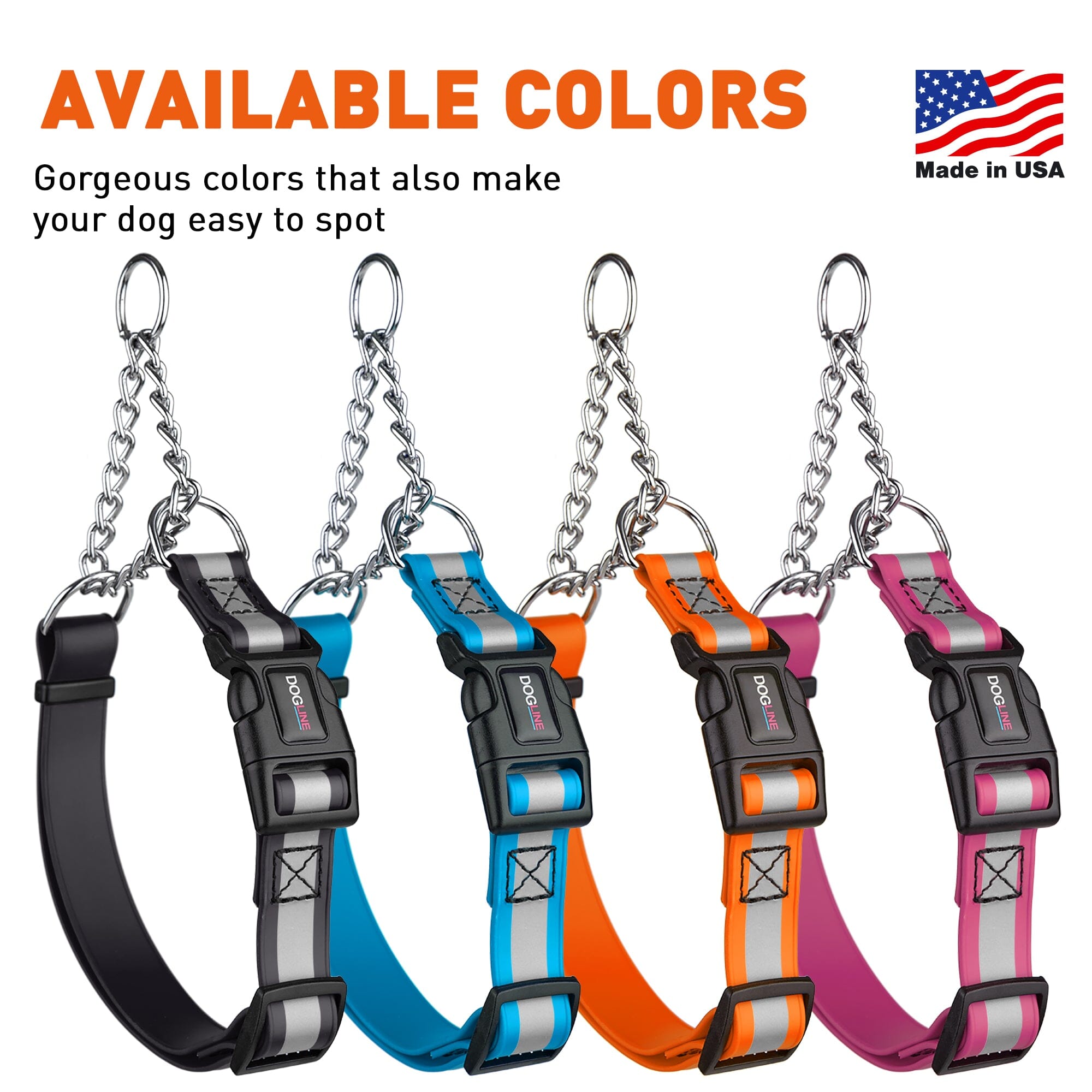 Reflective Biothane Martingale Collar with Quick Release Buckle