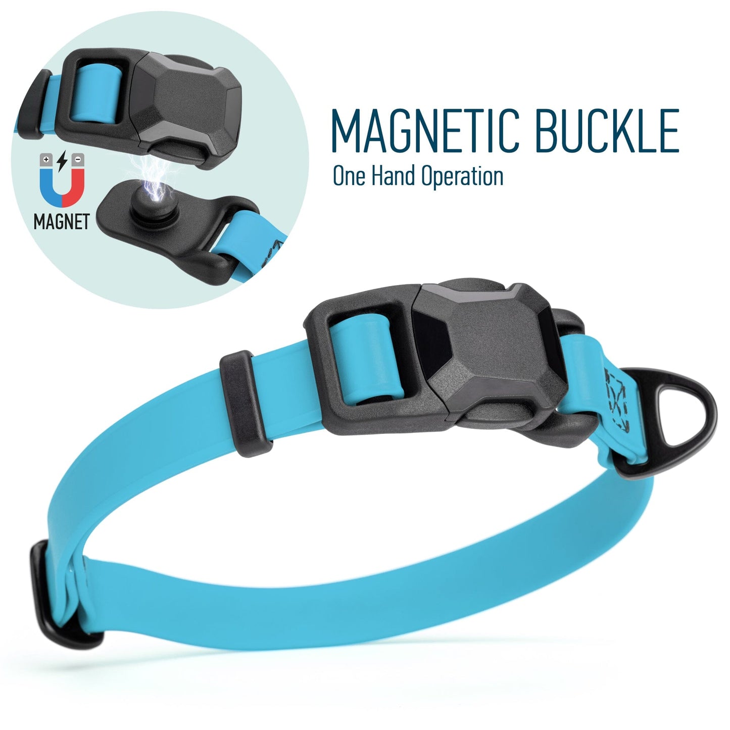 Biothane Waterproof Dog Collar with Magnetic Quick Release Buckle