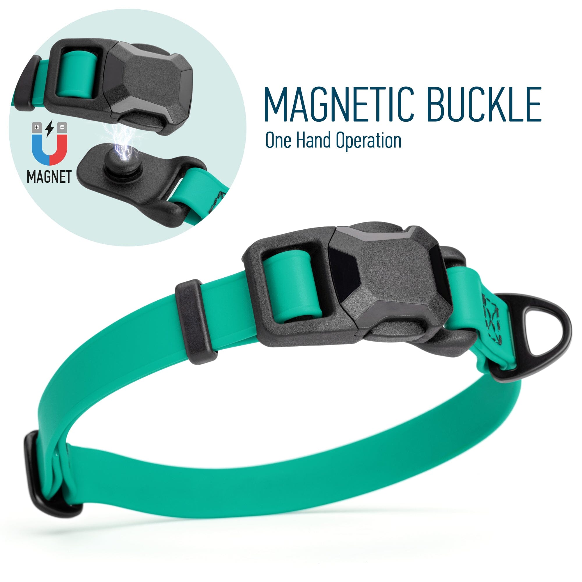 Biothane Waterproof Dog Collar with Magnetic Quick Release Buckle