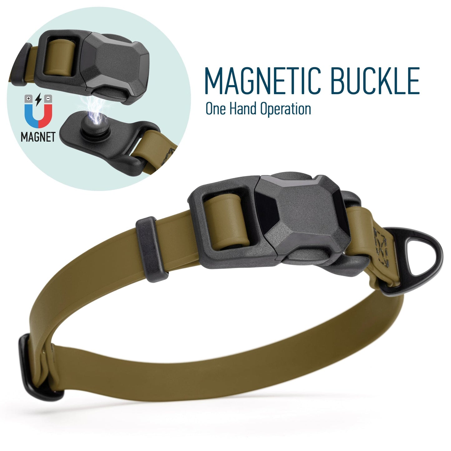 Biothane Waterproof Dog Collar with Magnetic Quick Release Buckle
