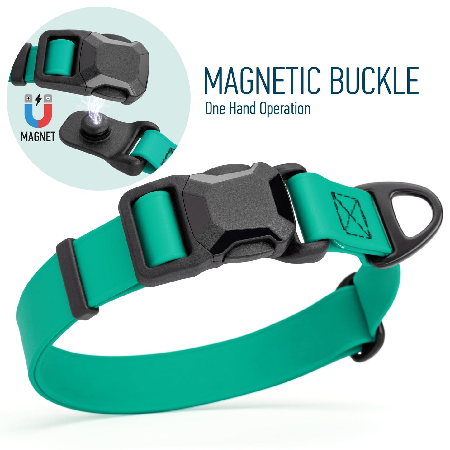 Biothane Waterproof Dog Collar with Magnetic Quick Release Buckle