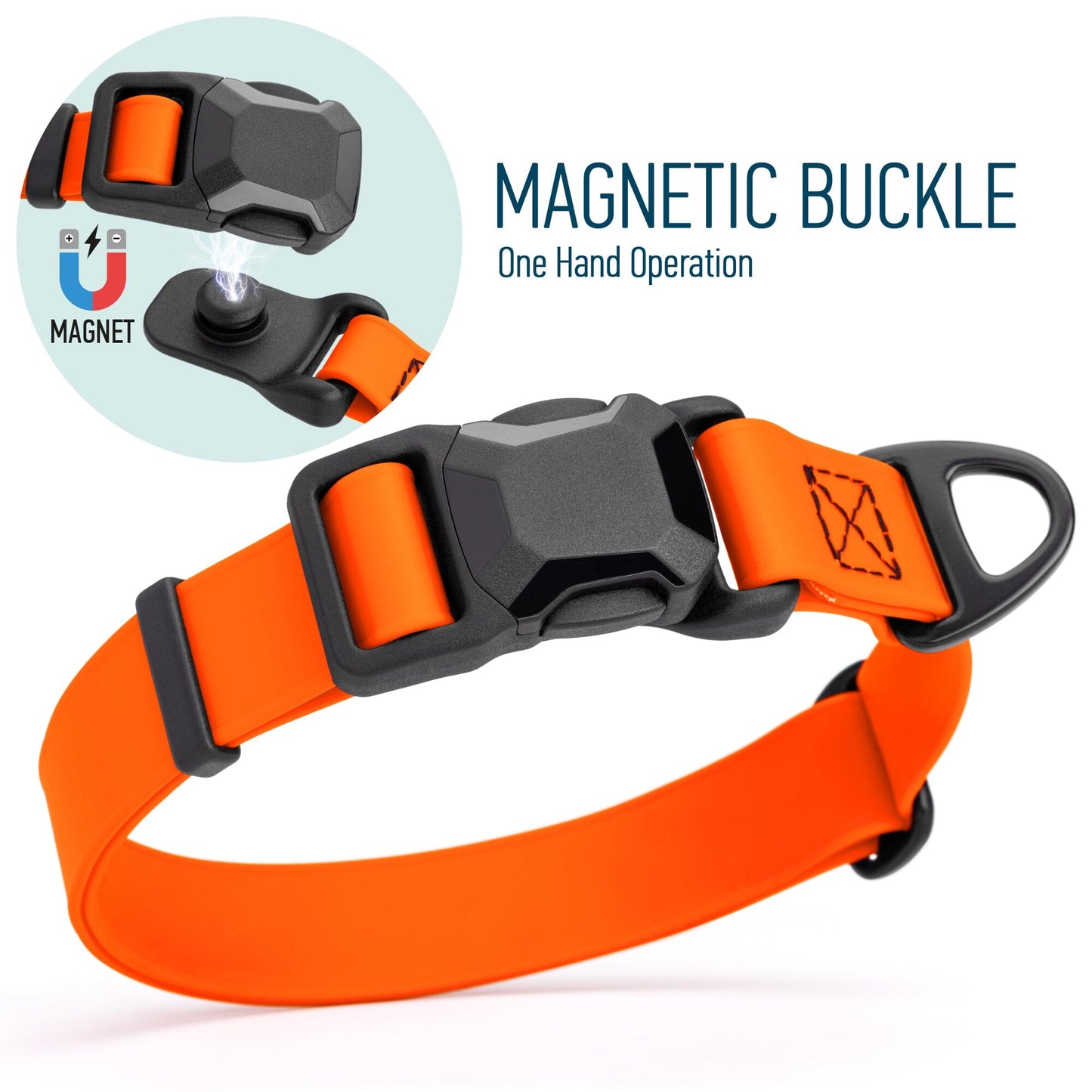 Biothane Waterproof Dog Collar with Magnetic Quick Release Buckle