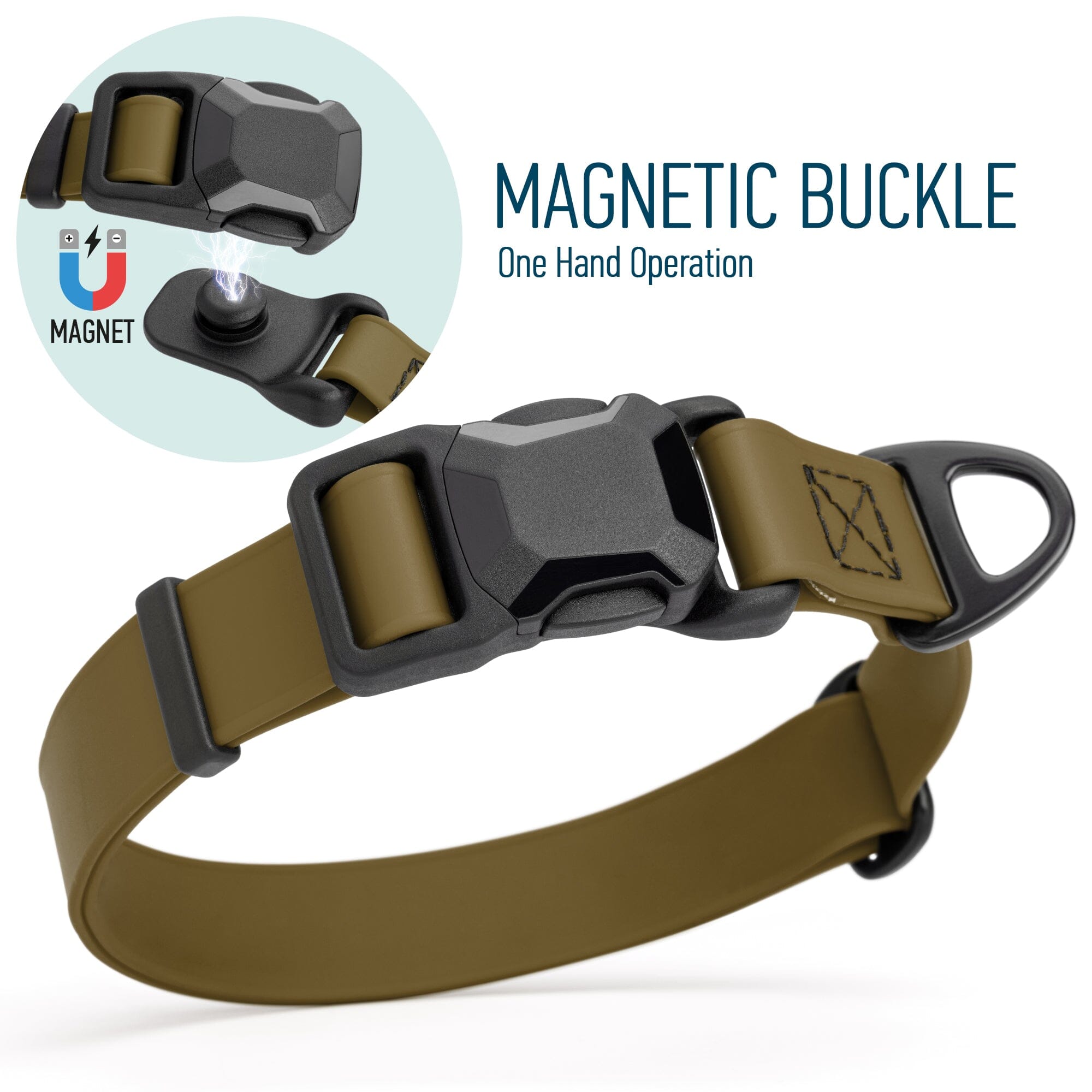Biothane Waterproof Dog Collar with Magnetic Quick Release Buckle