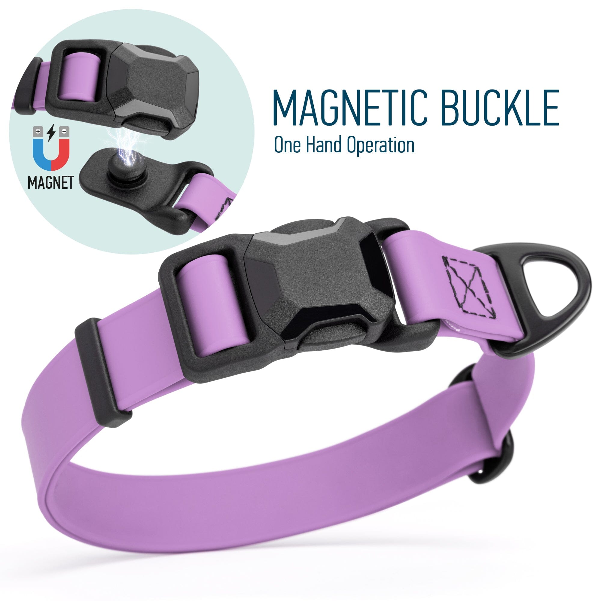 Biothane Waterproof Dog Collar with Magnetic Quick Release Buckle