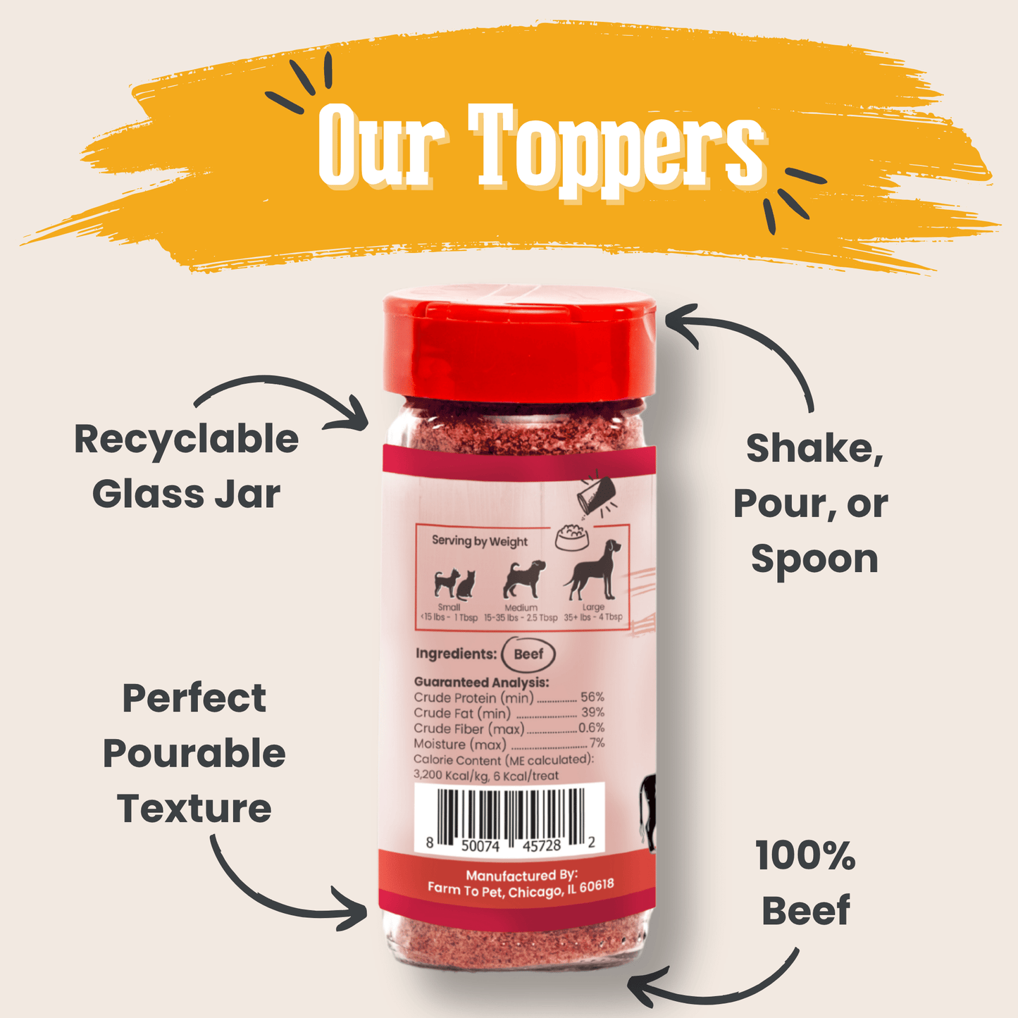 Treat Topper Beef Dog Food Topper | Powdered Meal Topper for Pets