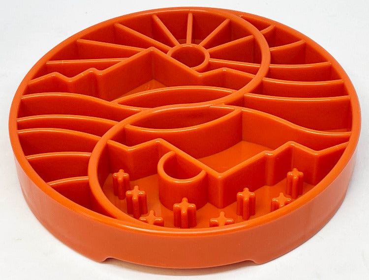 Sun and Moon Design eTray Enrichment Shallow Slow Feeder Dog Bowl