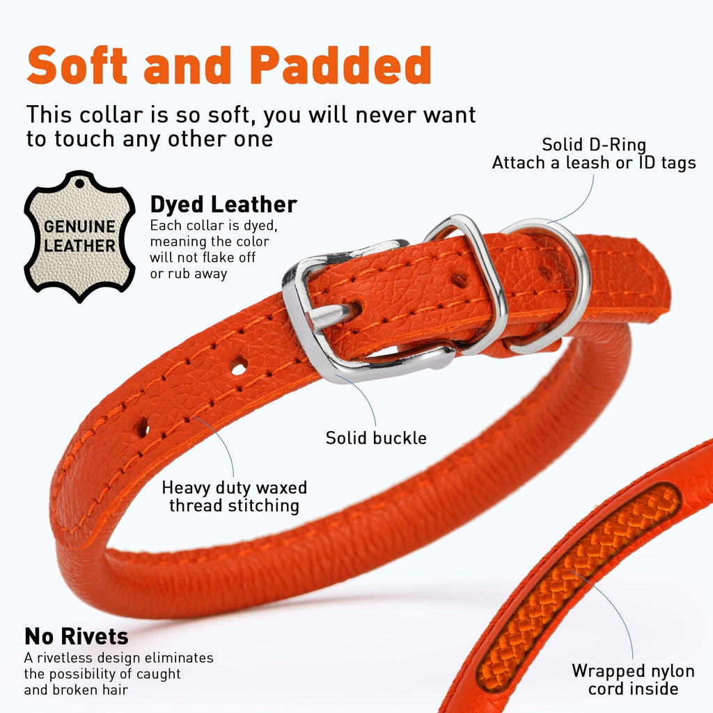 Soft Leather Round Dog Collar