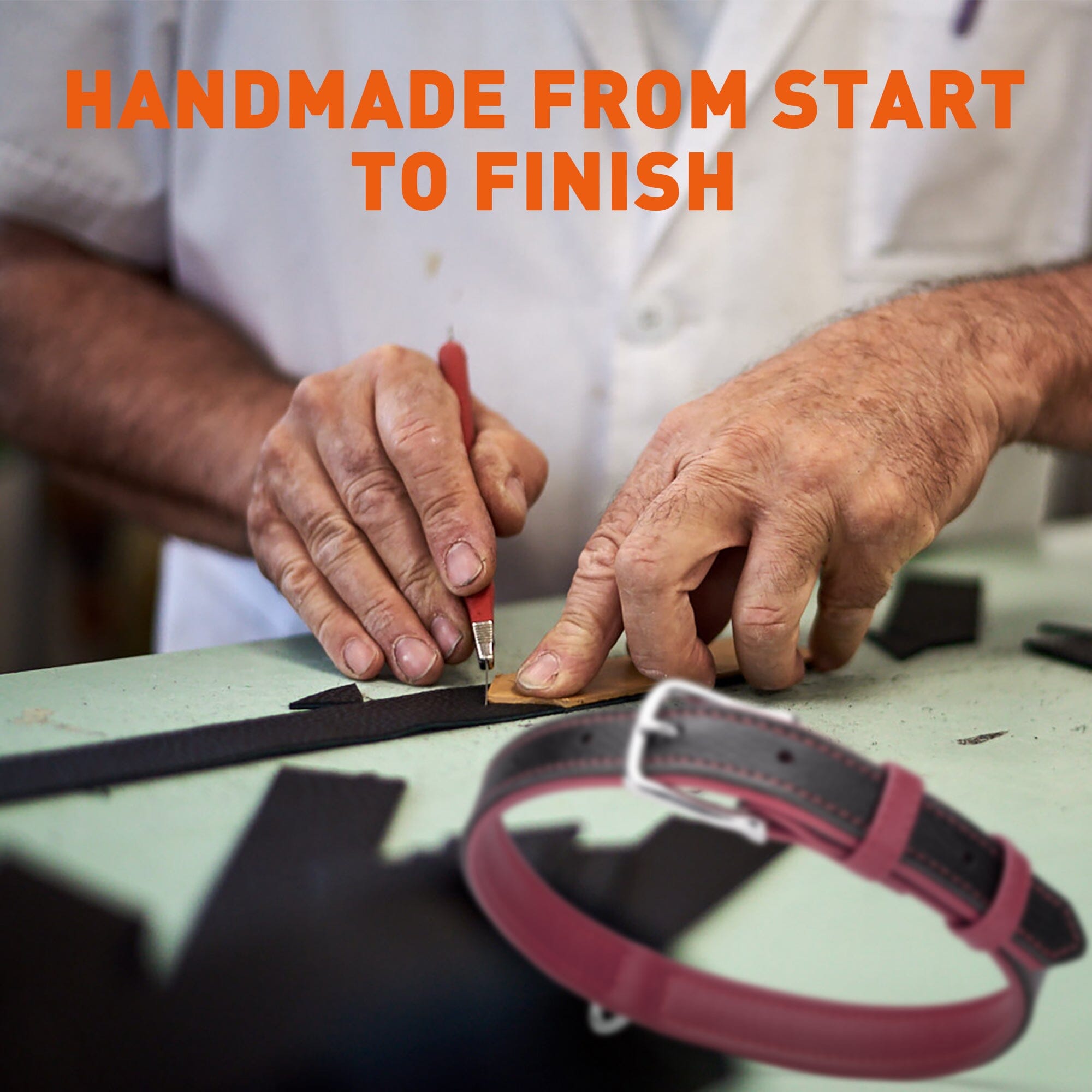 Soft Leather Dual-Color Flat Dog Collar