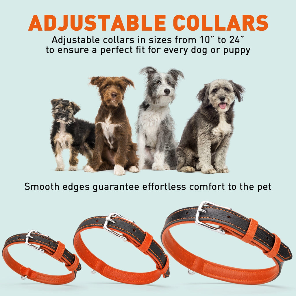 Soft Leather Dual-Color Flat Dog Collar
